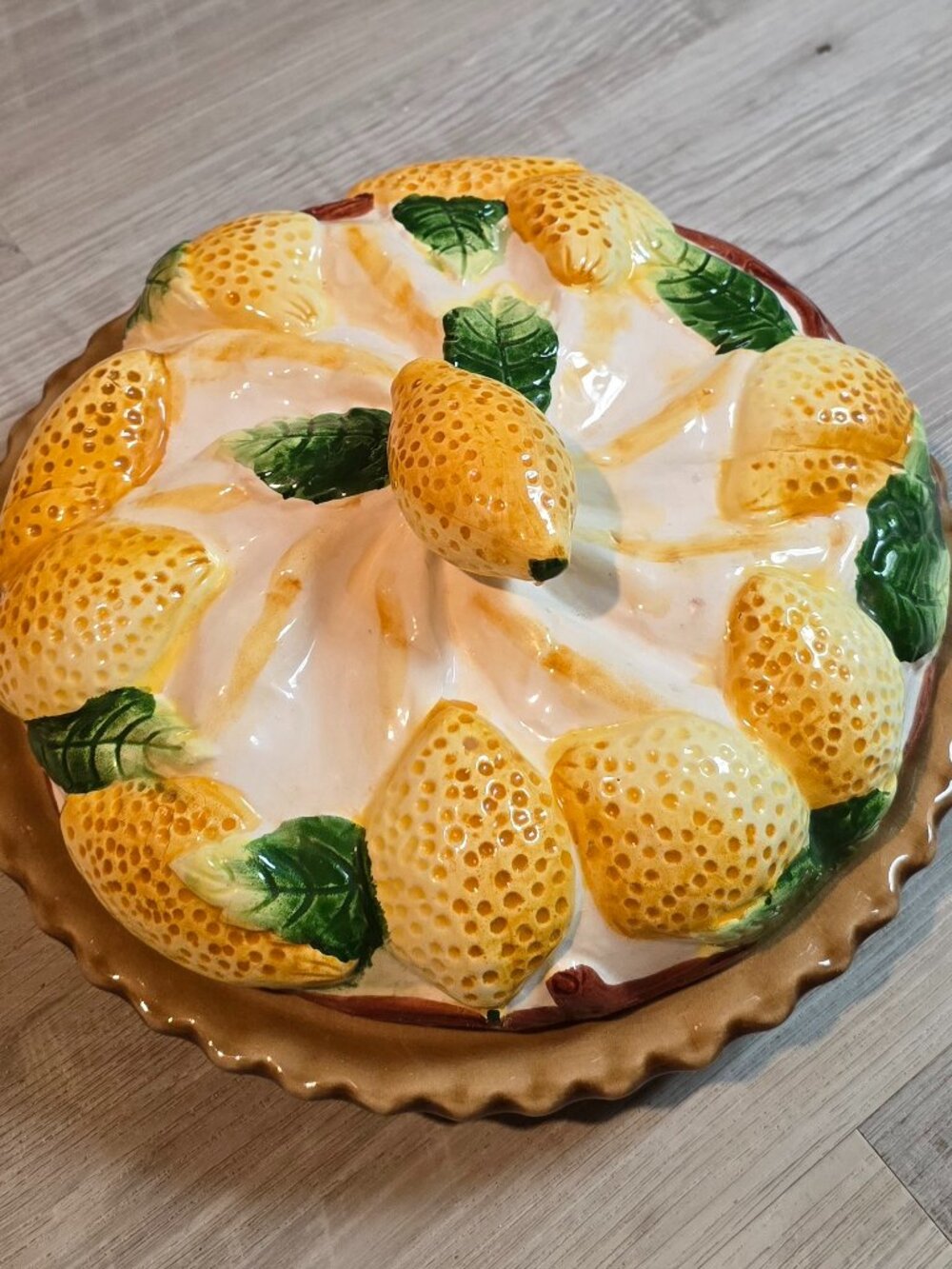 Vintage Ceramic Lemon Meringue Pie Keeper Dish with Lid
